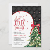 Baby Het is koud buiten Winter Red Bow Baby shower Kaart (Voorkant)