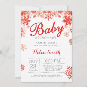 Baby het is koud buiten Winter Rode Baby Shower Kaart