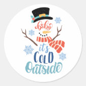 Baby Het is koud buiten Winter Ronde Sticker (Voorkant)