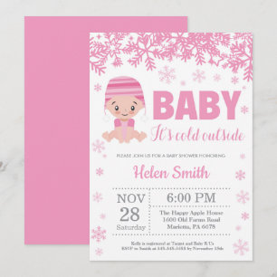 Baby het is koud buiten Winter Roze Meisje Baby Bo Kaart