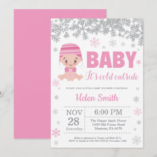 Baby het is koud buiten Winter Roze Meisje Baby Bo Kaart