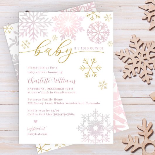 Baby Het is koud buiten Winter Shower Uitnodigen Kaart