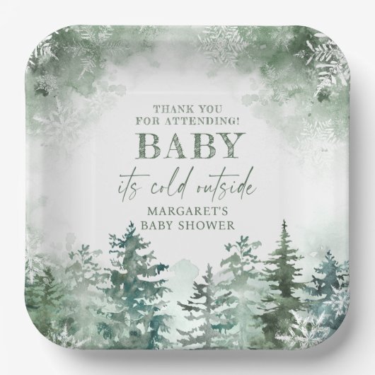 Baby Het is koud buiten Winter Wonderland Papieren Bordje (Voorkant)