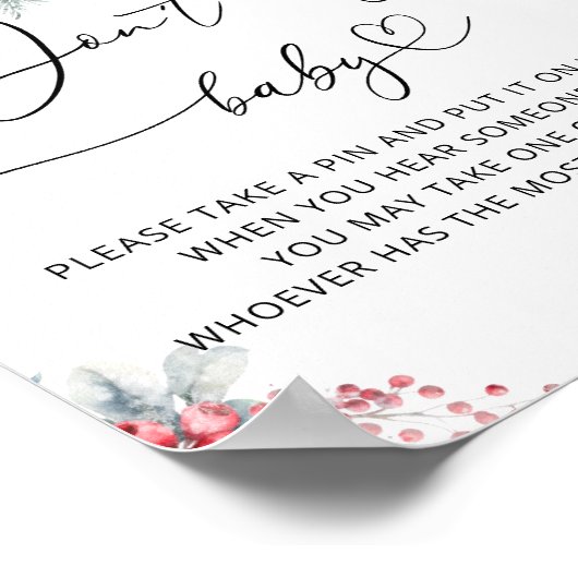 Baby Het is koud Buiten Winter Zeg niet Baby Game Poster (Hoek)