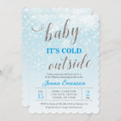 Baby Het is koud buiten winterblauw Vrijgezellenfe Kaart (Voorkant / Achterkant)