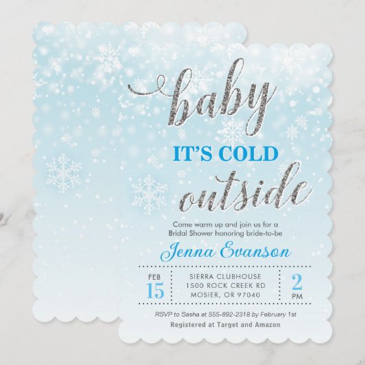 Baby Het is koud buiten winterblauw Vrijgezellenfe Kaart (Voorkant / Achterkant)