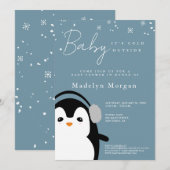 Baby Het is koud buiten winterblauwe Schattigee pi Kaart (Voorkant / Achterkant)