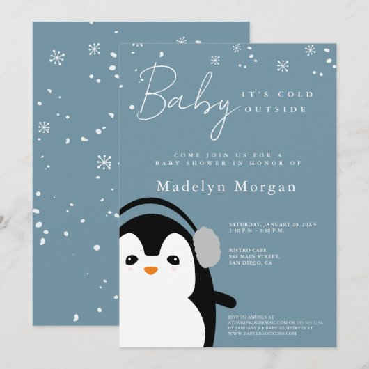 Baby Het is koud buiten winterblauwe Schattigee pi Kaart (Voorkant / Achterkant)