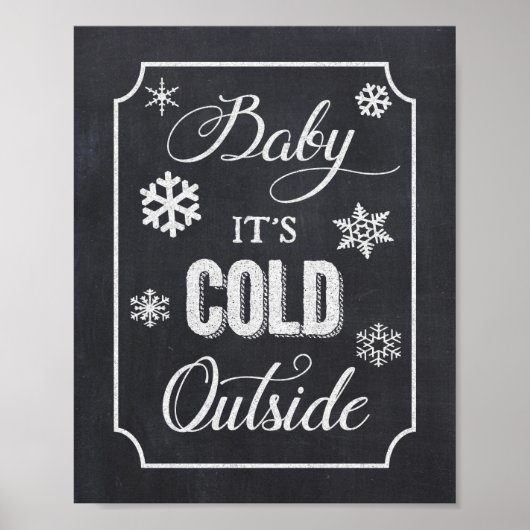 Baby Het is koud buiten winterbord Poster (Voorkant)