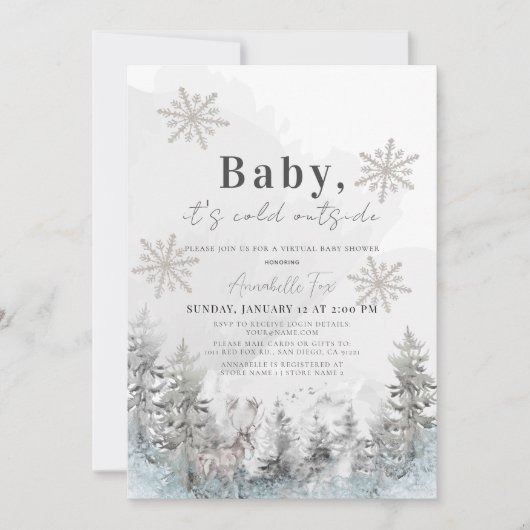 Baby Het is Koud Buiten Winterbos Baby shower Kaart (Voorkant)