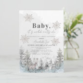 Baby Het is Koud Buiten Winterbos Baby shower Kaart (Staand voorkant)