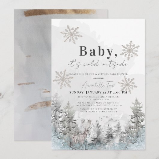 Baby Het is Koud Buiten Winterbos Baby shower Kaart (Voorkant / Achterkant)