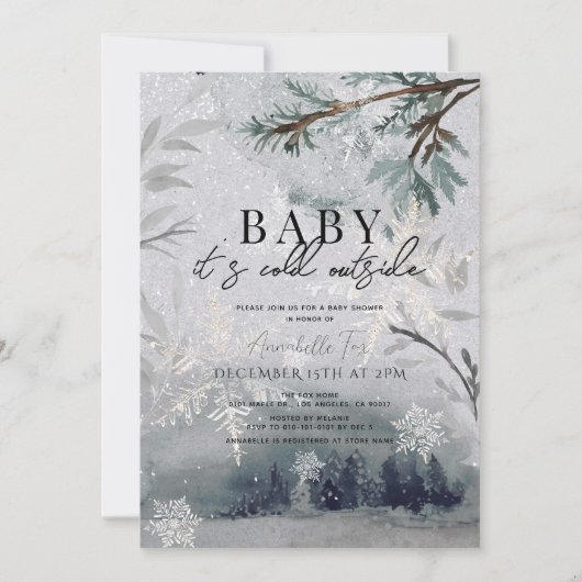 Baby Het is Koud Buiten Winterbos Baby shower Kaart (Voorkant)