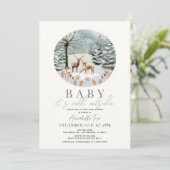 Baby Het is Koud Buiten Winterbos Baby shower Kaart (Staand voorkant)