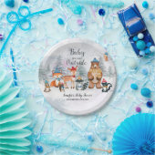 Baby Het is Koud Buiten Winterbos Baby shower Papieren Bordje (Feest)