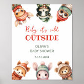 Baby Het is Koud Buiten Winterbos Baby shower Poster (Voorkant)