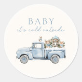 Baby Het is Koud Buiten Winterbos Baby shower Ronde Sticker (Voorkant)