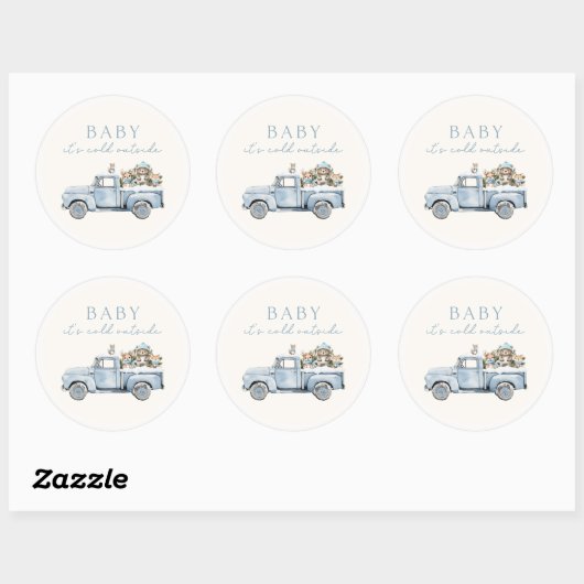 Baby Het is Koud Buiten Winterbos Baby shower Ronde Sticker (Vel)