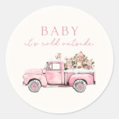 Baby Het is Koud Buiten Winterbos Baby shower Ronde Sticker (Voorkant)