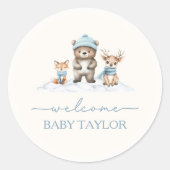 Baby Het is Koud Buiten Winterbos Baby shower Ronde Sticker (Voorkant)