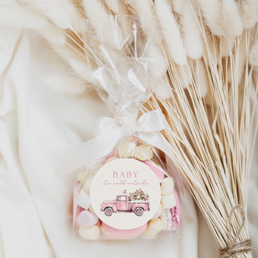Baby Het is Koud Buiten Winterbos Baby shower Ronde Sticker
