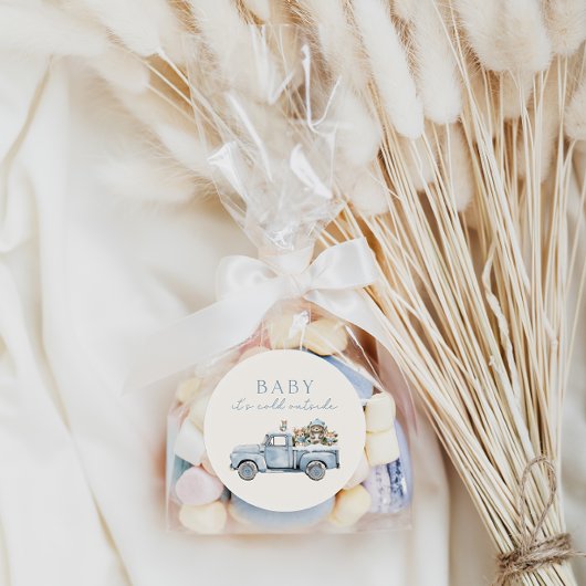 Baby Het is Koud Buiten Winterbos Baby shower Ronde Sticker