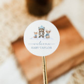 Baby Het is Koud Buiten Winterbos Baby shower Ronde Sticker