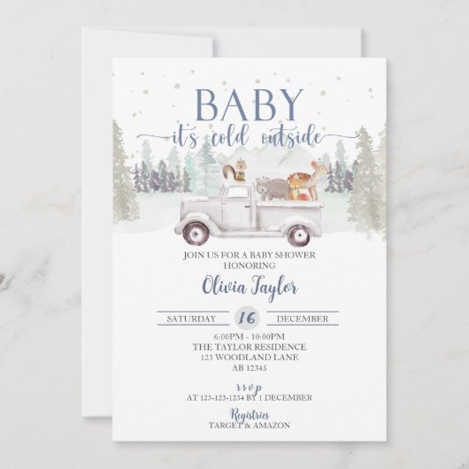 Baby Het is koud buiten, winterdieren Baby shower Kaart (Voorkant)