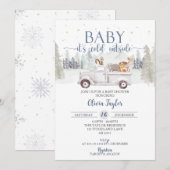 Baby Het is koud buiten, winterdieren Baby shower Kaart (Voorkant / Achterkant)
