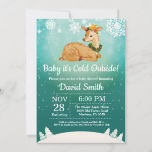 Baby het is koud buiten Winterherten Baby Shower Kaart