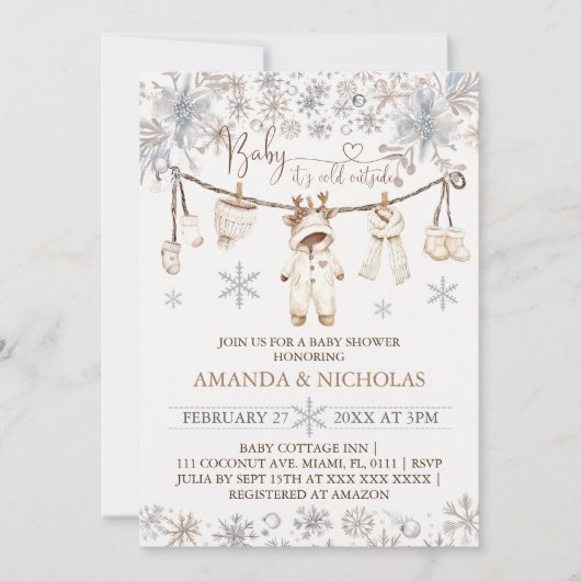 Baby Het is koud buiten winterkleding Baby shower Kaart (Voorkant)