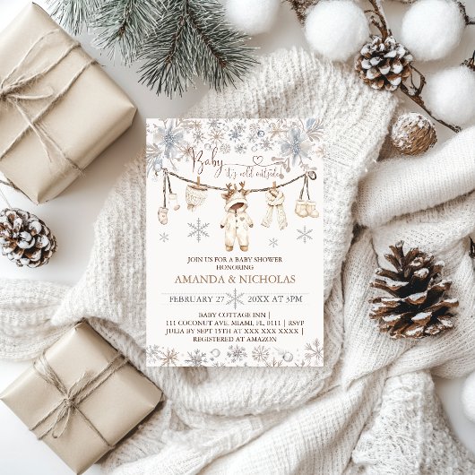 Baby Het is koud buiten winterkleding Baby shower Kaart