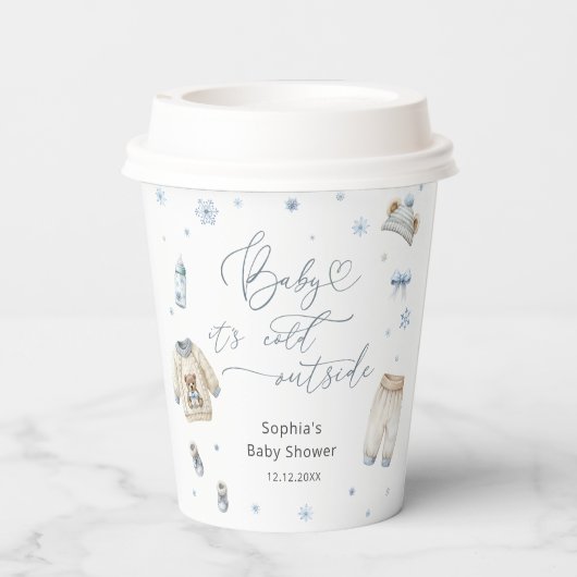 Baby Het is koud buiten winterkleding Baby shower Papieren Bekers (Achterkant)