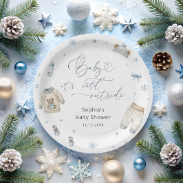 Baby Het is koud buiten winterkleding Baby shower Papieren Bordje
