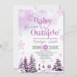 Baby het is Koud Buiten Wintermeisje Baby shower Kaart