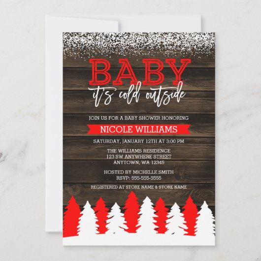 Baby Het is koud buiten wintersneeuwrood Baby show Kaart (Voorkant)