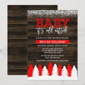 Baby Het is koud buiten wintersneeuwrood Baby show Kaart (Voorkant / Achterkant)