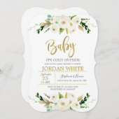 Baby het is koud buiten Wit bloemenbaby shower Kaart (Voorkant / Achterkant)