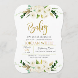 Baby het is koud buiten Wit bloemenbaby shower Kaart
