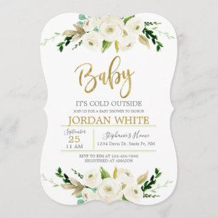 Baby het is koud buiten Wit bloemenbaby shower Kaart