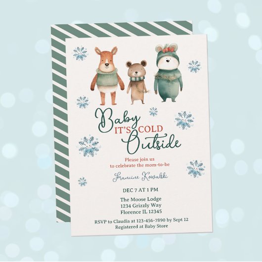 Baby Het is koud buiten Woodland Animal Shower Kaart