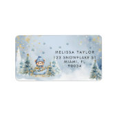 Baby Het is koud buiten Woodland Beer adreslabel Etiket (Voorkant)