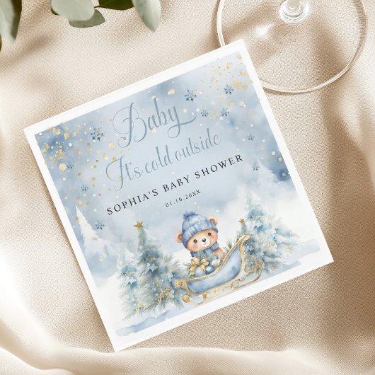 Baby Het is koud Buiten Woodland Beer Papier serve Servet