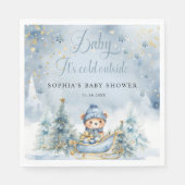 Baby Het is koud Buiten Woodland Beer Papier serve Servet (Voorkant)