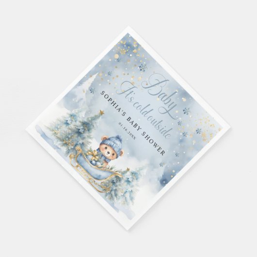 Baby Het is koud Buiten Woodland Beer Papier serve Servet (Hoek)