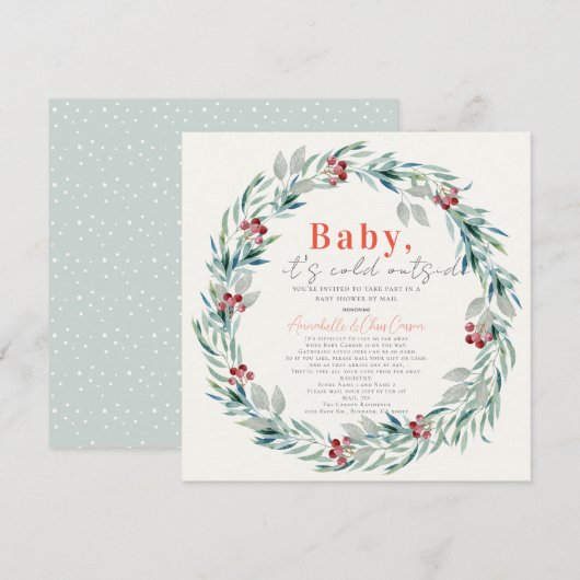Baby Het is Koud Buiten Wreath Baby shower per pos Kaart (Voorkant / Achterkant)