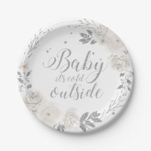 Baby het is koud buiten Zilveren Glitter Bloemen P