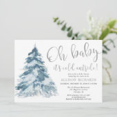 Baby het is koud buiten zilverwit baby shower kaart (Staand voorkant)