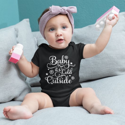 Baby het is koud buiten Zwart en Wit Romper