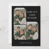 Baby Het is Koud Buiten Zwart Witte Pas getrouwd F Feestdagenkaart (Voorkant)